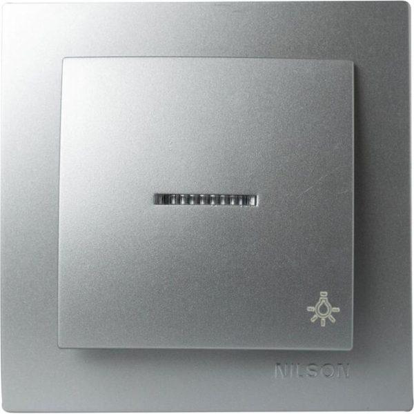 NILSON Ασημί μπουτόν με ενδεικτική λυχνία