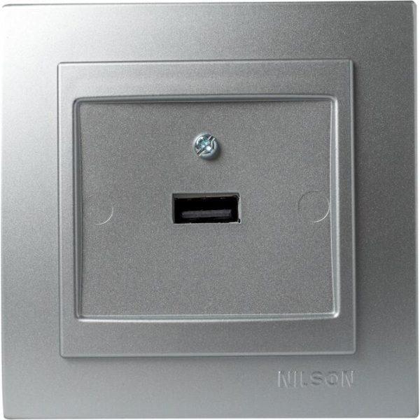 NILSON Ασημί πρίζα USB
