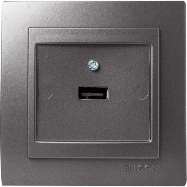 NILSON Ανθρακί πρίζα USB