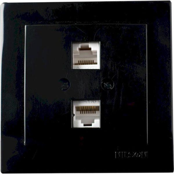 NILSON Μαύρη πρίζα δικτύου CAT6  διπλή