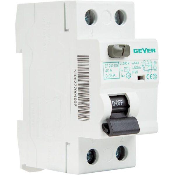 Ρελέ διαρροής 2P 25A 300mA Τύπου AC 220-240V