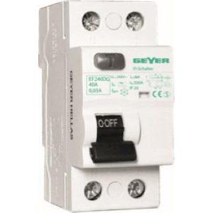 Ρελέ διαρροής 2P 63A 30mA Τύπου AC 220-240V