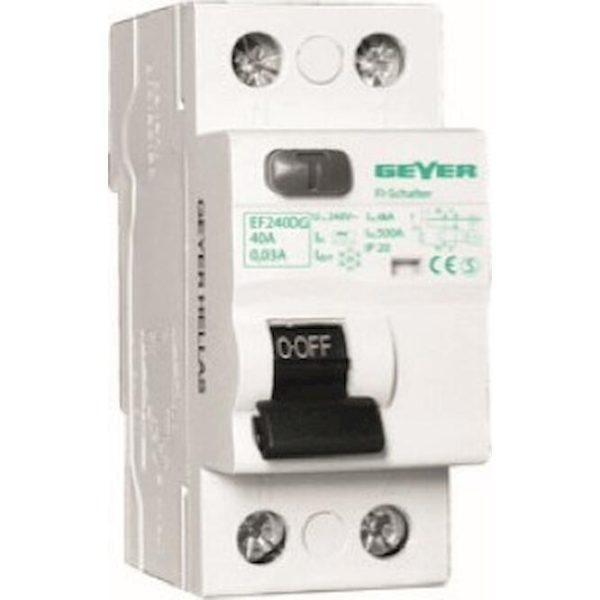 Ρελέ διαρροής 2P 63A 30mA Τύπου AC 220-240V