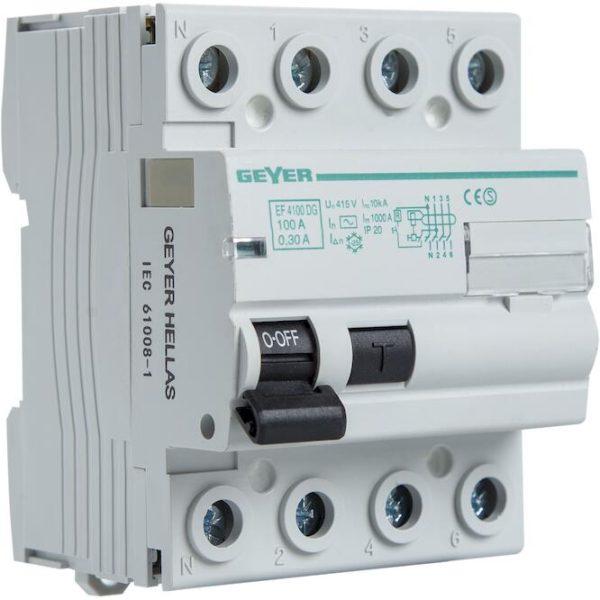 Ρελέ διαρροής 4P 100A 300mA Τύπου AC 415V