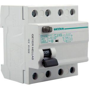 Ρελέ διαρροής 4P 40A 300mA Τύπου AC 415V