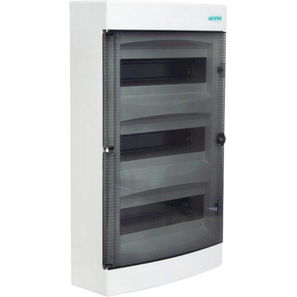 Πίνακας xωνευτός Άθως 3x12θ διάφανη πόρτα IP40