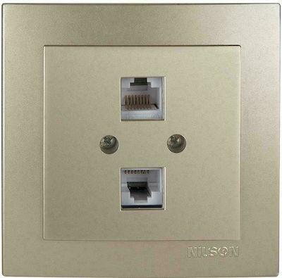 NILSON Σατινέ πρίζα δικτύου RJ45-CAT6-RJ11