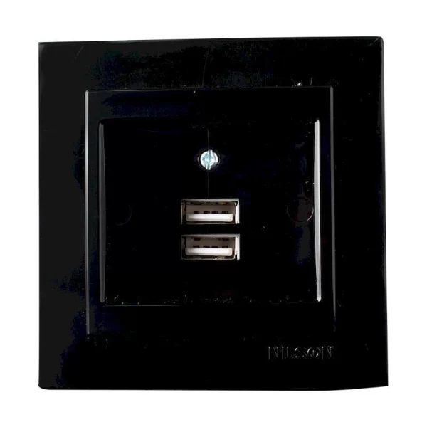 NILSON Μαύρη πρίζα USB διπλή